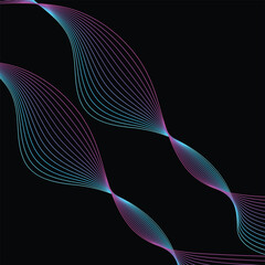  Abstract blue and pink background with waves for banner. Web banner size. Vector black background with lines