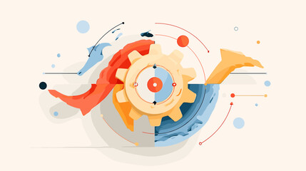 Fototapeta premium Abstract composition of colorful gears and shapes in modern style 