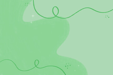 Green aesthetic, hand-drawn, simplistic, presentation background with sparkels and swirly designs on top and bottom of page