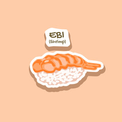 Ebi nigiri sushi, shrimp nigiri sushi vector