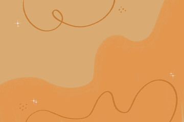 Orange, beige, brown, aesthetic, hand-drawn, simplistic, presentation background with swirls on top and bottom of page and sparkles as decor