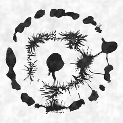 Ink Drawn Abstract Blots Dot Pattern