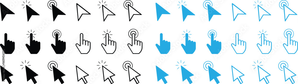 Fototapete computer cursors mouse click pointer icon set and computer computer mouse, arrow symbol, icon symbol