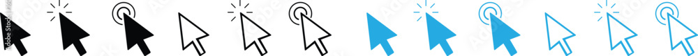 Fototapete Computer Cursors Mouse Click Pointer Icon Set and Computer Computer Mouse, Arrow Symbol, Icon Symbol, Computer Graphic, E-commerce Cursor icon click Outline and Solid Styles Easily editable Eps 10