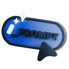 3D Rendered AI Prompt Input Field with Blinking Cursor and Mouse Pointer Click