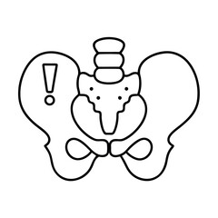 Pelvic Pain Icon Illustration of Pelvis Bone with Pain Marker for Medical Use