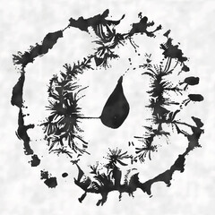 Ink Drawn Abstract Blots Dot Pattern
