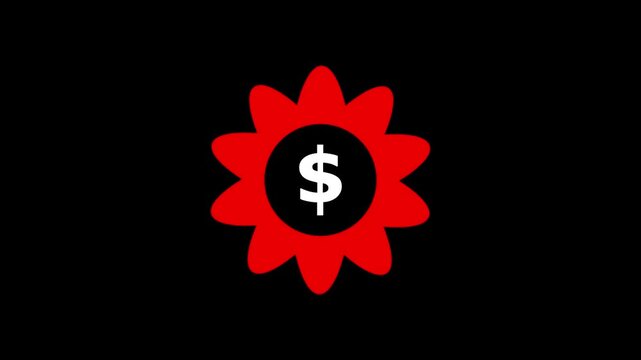 Dollar sign with gear icon animation.