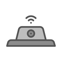 360 camera filled outline icon. camera color line illustration.