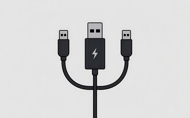Black U S B charging cable with three connectors usb cable