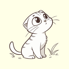 Cute Cartoon Cat Characters on Isolated Background