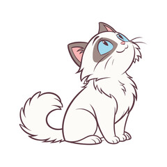 Cute Cartoon Cat Characters on Isolated Background
