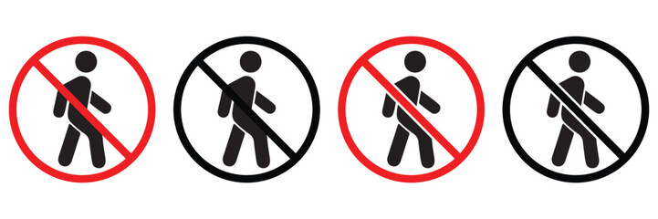 No Entry and Prohibited Signs Icon Set – Pedestrian, Hand Stop, Restricted  Access Warning Symbols Collection
