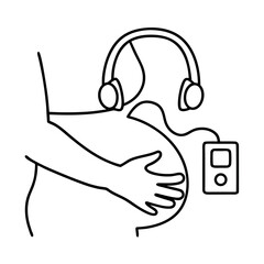 Prenatal Music Headphones on Pregnant Belly Illustration for Banner or Advertisement Design