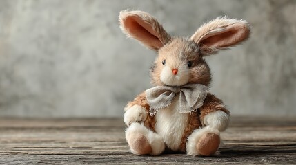 Vintage rabbit plush toy on soft rustic background high quality nostalgic childhood keepsake
