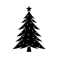 Christmas Tree Silhouette Vector Flat and Clean Look