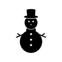 Snowman Silhouette Vector Flat and Clean Look Isolated