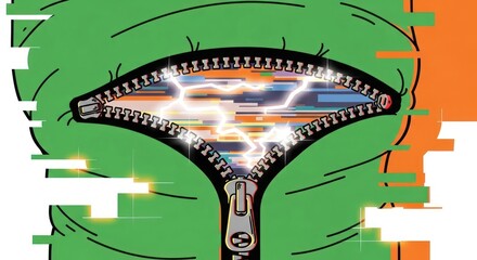 Zipper revealing digital abstract lightning background concept
