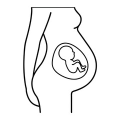 Second Trimester Pregnancy Silhouette Growing Belly Illustration for Maternity Designs and Healthcare Content