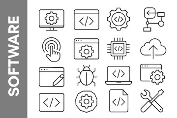 Fototapeta premium A collection of Software -related line icons 