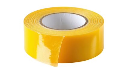 Duct tape roll with partially peeled adhesive background isolated on a Transparent background, PNG file.