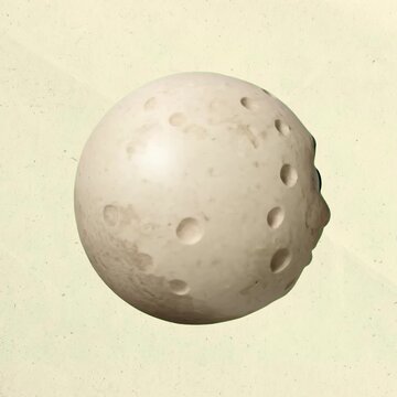 Smiling moon face sculpture animation isolated asset, transparent 4K video, alpha channel, ProRes 4444