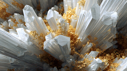 Abstract Crystal Formation: Detailed Close-Up of Sparkling Mineral Structures