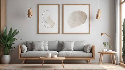 Concept interior, mock up poster on wall.