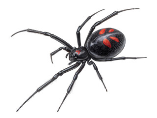 Black Widow Spider Detailed CloseUp on transparent background