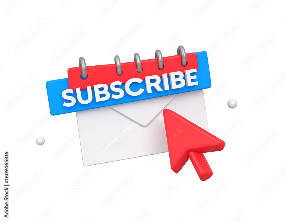 Poster subscribe calendar event on mail with cursor, for newsletter signup on black background