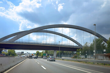 bridge over motorway in milan italy	