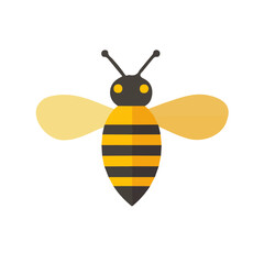 Minimalistic 2D flat icon featuring a honey bee, clean vector design, simple illustration style, isolated on a white background, modern element in vector and EPS format. simple design set