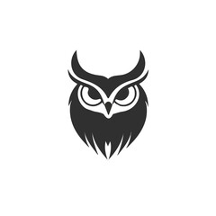 Minimalistic 2D flat icon featuring owl logo, clean vector design, simple illustration style, isolated on a white background, modern element in vector and EPS format. simple design set