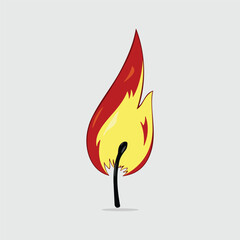 Vector illustration of a fire from a blackened matchstick