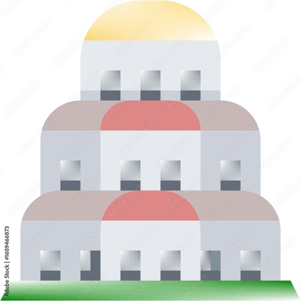 Poster abstract vector representation of a layered building with pastel colors