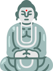 Cartoon Buddha statue sitting in meditation with peaceful expression  ,vector