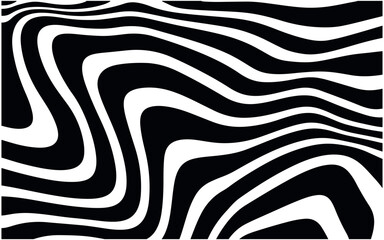 Abstract Horizontal Background With Colorful Waves Lines. Twisted Duo Tone Backgrounds. Abstract Pattern From Lines, Halftone Effect. Black And White In Style Retro 60s, 70s.