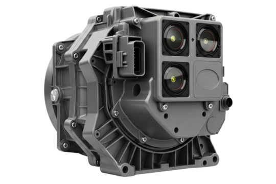 Vehicle smart camera and sensor module for autonomous systems isolated on a transparent background