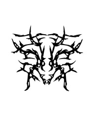 Black Symmetrical Tribal Design – Abstract Vector Illustration 