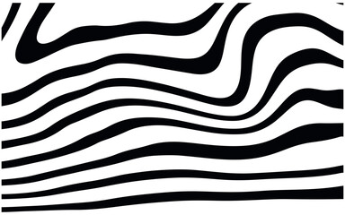 Abstract Horizontal Background With Colorful Waves Lines. Twisted Duo Tone Backgrounds. Abstract Pattern From Lines, Halftone Effect. Black And White In Style Retro 60s, 70s.