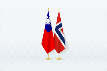 Taiwan and Norway Flags Side by Side, Symbol of International Partnership.