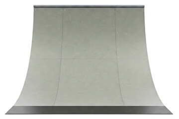 Metal quarter pipe ramp for skateboarding at a skate park isolated on a transparent background