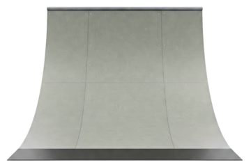 Metal quarter pipe ramp for skateboarding at a skate park isolated on a transparent background
