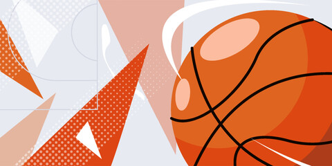 Vector illustration of a basketball ball in a basketball basket, basketball tournament