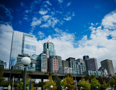 Fototapeta View of downtown Seattle from the waterfront, Seattle, Washington