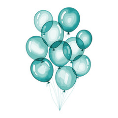 Teal Balloons Watercolor Sublimation