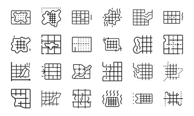 Line Art Icons for Data Analysis, Business Intelligence, and Graph Representation