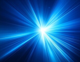 Bright blue light rays radiating from a central point on a dark background