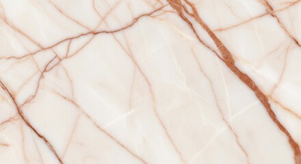 An elegant close-up of a polished light beige marble slab with striking, irregular reddish-brown veins.