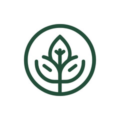 Minimalistic green leaf logo design representing nature and sustainability in a modern aesthetic